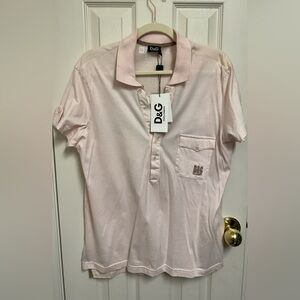 D&G Light Pink Crewneck Polo with Logo Tag